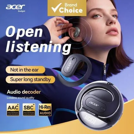 Acer OHR538 Fones de Ouvido sem Fio Bluetooth Gancho Leve Assistente Voz TWS Alta Música Uso Diário Viagem Deslocamento