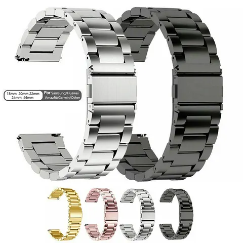 Pulseira de relógio de aço inoxidável, 18mm 20mm 22mm, liberação rápida, substituição compatível com smartwatch, relógio tradicional