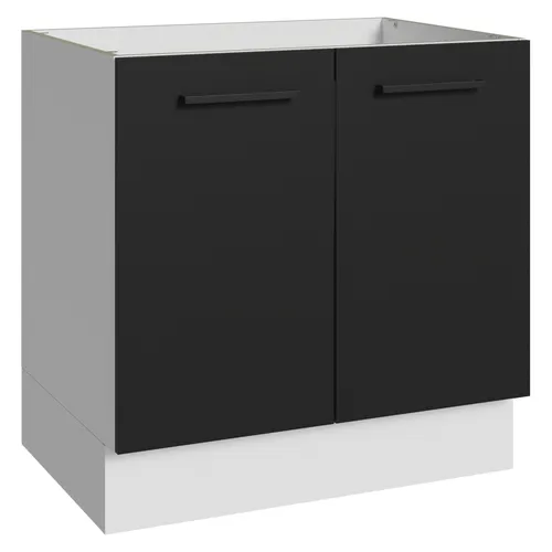 Balcão de Cozinha 80 cm 2 Portas (Sem Tampo) Branco/Preto Agata Madesa