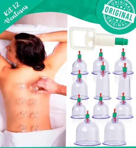 Kit Ventosas com Bomba Ventosa Terapia Massoterapia Massagem