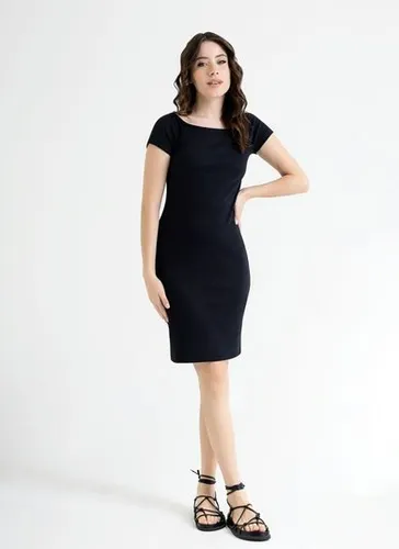 Vestido Ombro a Ombro em Ribana (Preto) Just Basic