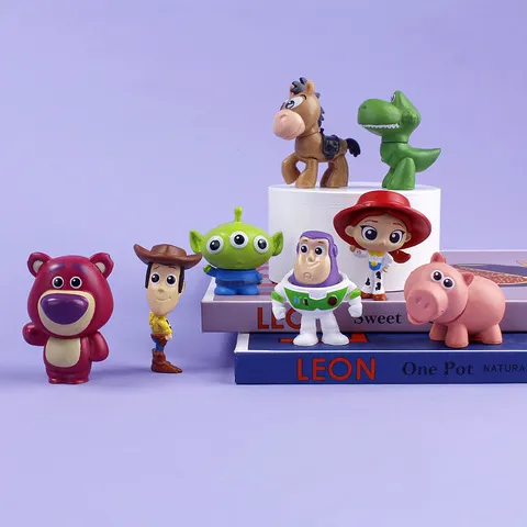 6 pçs toy story figura de ação anime modelo dos desenhos animados boneca carro decoração bolo acessórios coleção brinquedo clássico presente das crianças