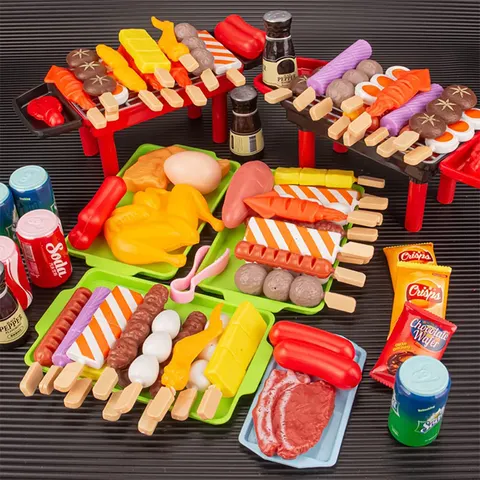 Bebê vestir-se brinquedos de cozinha conjunto churrasco crianças simulado churrasco panelas cozinhar comida simulada cosplay brinquedos educativos presente
