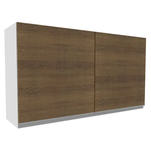 Armário Aéreo Madesa Acordes 100% MDF 120 cm 2 Portas Branco/Rustic