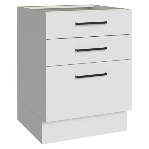 Balcão de Cozinha 60 cm 3 Gavetas (Sem Tampo) Branco Agata Madesa