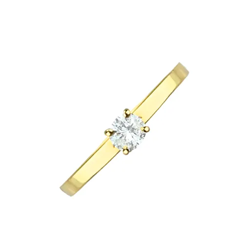 Anel Solitário 4 Garras com Diamante 15 pontos em Ouro 18k
