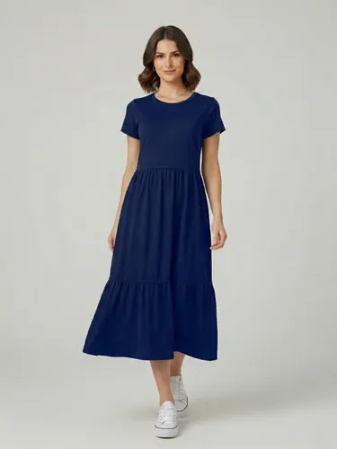 Vestido Midi Três Marias de Algodão Azul Marinho