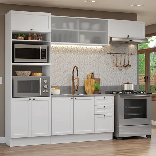 Armário de Cozinha Completa 270 cm Branco Vik Madesa 03