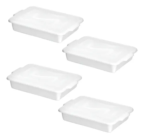 Kit 4 Bandejas Caixa C Tampa 4l P Açougue Branca