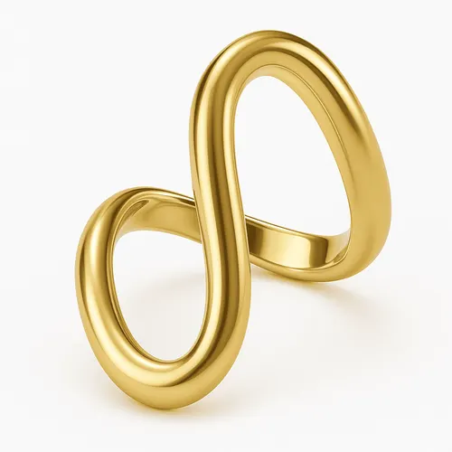 Anel Abstrato Aberto em Ouro 18k