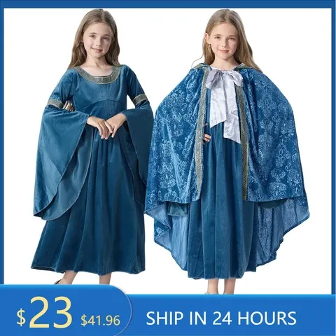Vestido de princesa medieval para cosplay, fantasia de elfa, traje de rainha para Halloween, roupa para apresentações, vestido elegante, vestidos medievais vintage, capa.