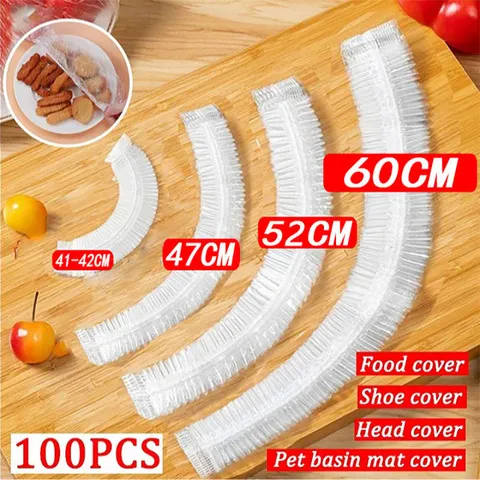 50 peças descartáveis capa de alimentos plástico envoltório grau alimentício frutas e vegetais sacos de plástico elásticos sacos de plástico organizador de cozinha