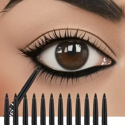 3 unidades de lápis de delineador preto – resistente a borrões, de longa duração e fácil de usar, ideal para iniciantes em maquiagem de olhos.