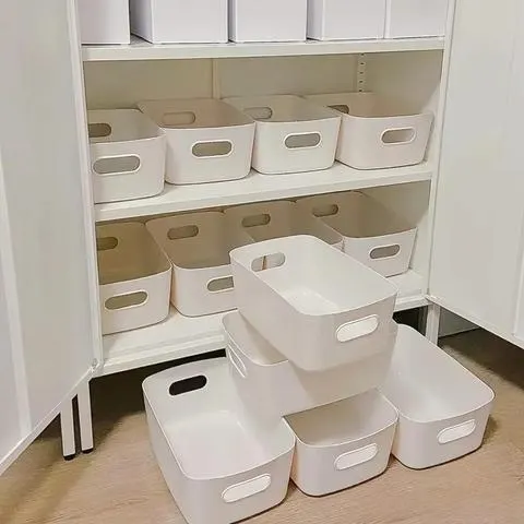 10 pçs caixa de armazenamento de grande capacidade com capa cesta de armazenamento de brinquedos de plástico do agregado familiar lanche diversos caixa de armazenamento organizador de mesa