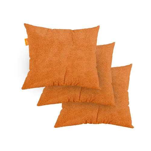 Kit 3 Almofadas Tecido Bouclé - Cor Laranja - 45x45cm