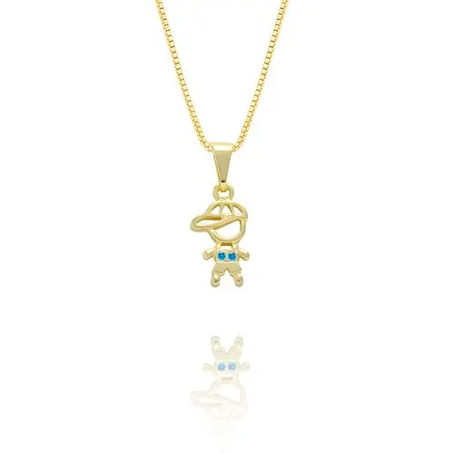 Colar Menino com Micro Zircônia Azul