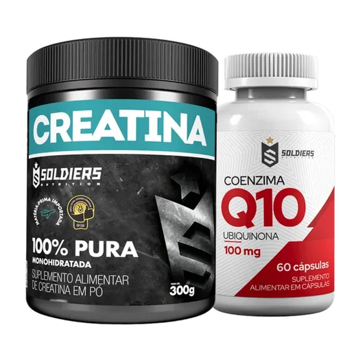 Kit: Coenzima Q10 100mg + Creatina Monohidratada Pote 300g - Soldiers Nutrition