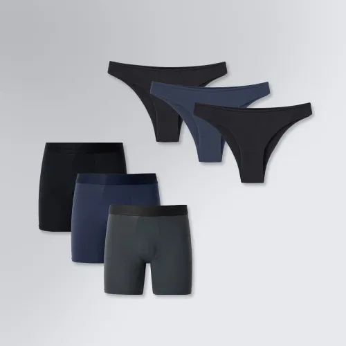 Kit Essentials 3x3 3 Calcinhas Biquíni Brief 3 Cuecas Boxer Performance