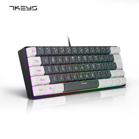 Teclado Pequeno para Jogos Mecânico com Fio 61 Teclas RGB Laptop