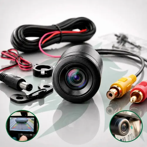 Camera de Ré HD 180° Automotiva Traseira Borboleta 2 em 1 Á Prova D'água Visão Noturna Pholex