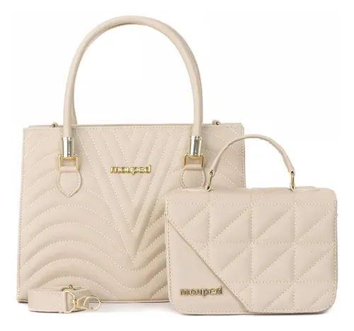 Kit Bolsa Feminina Transversal Ombro e Lateral Mouped Carmen Marfim