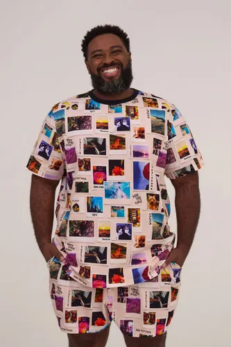 Camiseta Gola Careca Pijama Estampa Memórias