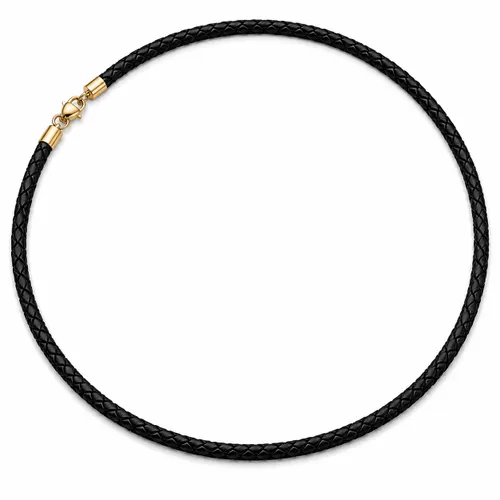 Colar em Couro Escama Preto 45 cm com Detalhes em Ouro 18K