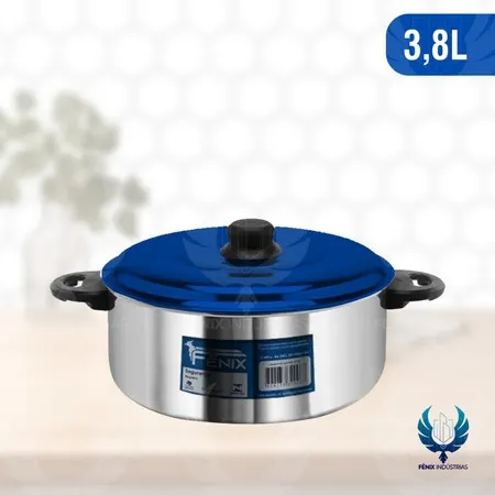 Caçarola de Alumínio Nº 22 com Alça – 3,8 Litros com Tampa Colorida | Linha Colored Lid | Indústrias Fênix