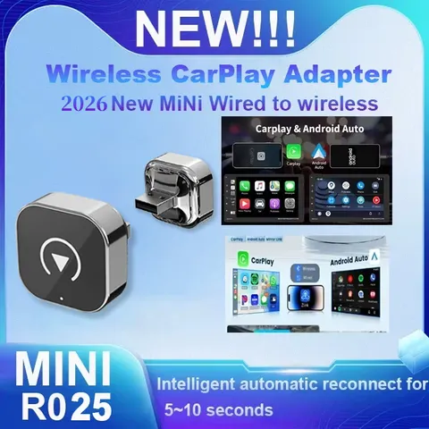 Adaptador CarPlay/Android Auto 2026: Dongle sem Fio para Apple e Android, Plug and Play, Acessório Universal para Carro - Lançamento!