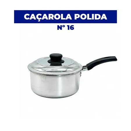 Caçarola de Alumínio Nº 16 | Com Cabo | 1.5L | Polido | Fabricação Própria