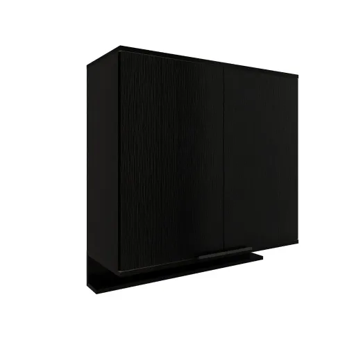 Armário Aéreo de Cozinha Miami 800mm 2 Portas c Porta Temperos Carraro Preto Touch