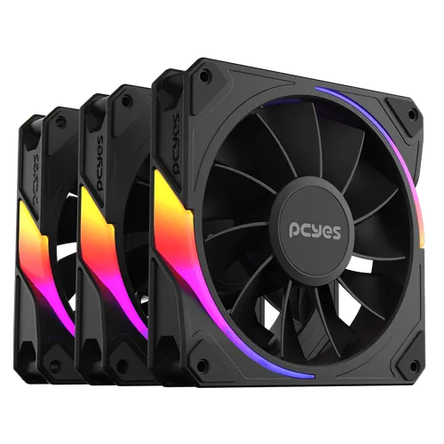 Kit Cooler Fan PCYES Sangue Frio 3 ARGB Black Vulcan Reverse 120mm K3ARGBSF3RVBR