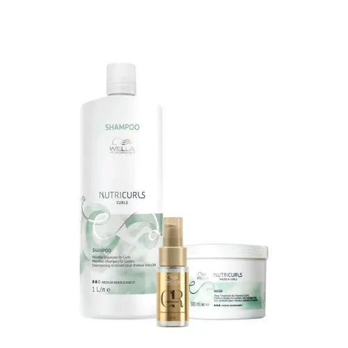 Kit Wella Professionals Nutricurls Shampoo 1L Máscara 500ml e Óleo Oil Reflections 30ml