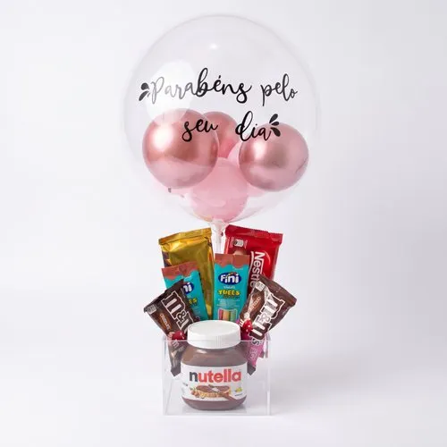 Box Guloseimas Nutella Parabéns Rosa