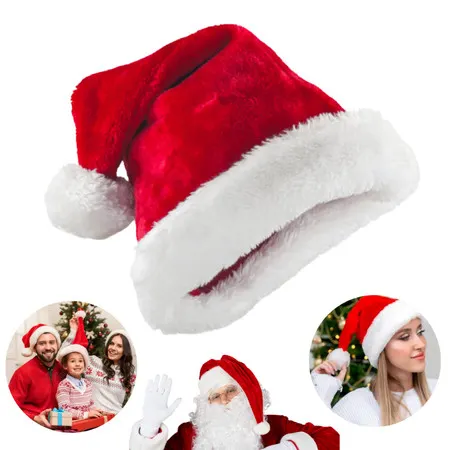 Gorro Papai Noel Veludo Elegância Vermelho 40cm Touca Natal Premium