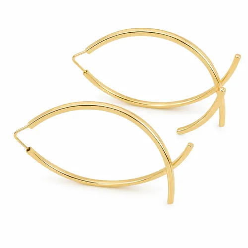 Brinco Argola Peixe 3 cm em Ouro 18K