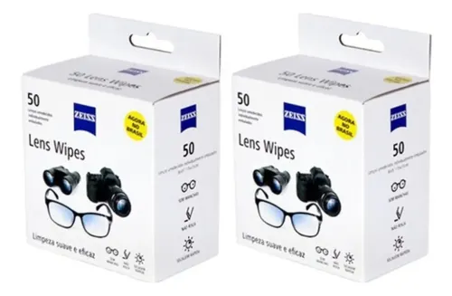 Zeiss Lens Wipes x100 C/ 2un de 50 Lenços Umedecido Limpa Lentes Óculos