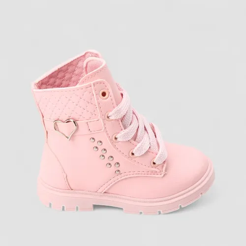 Bota Coturno Bebê Gabrielinha com Coração & Tachas Rosa