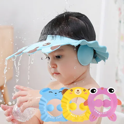 Chuveiro de bebê macio boné ajustável chapéu de lavagem de cabelo para crianças proteção de ouvido seguro crianças shampoo banho chuveiro proteger cabeça capa