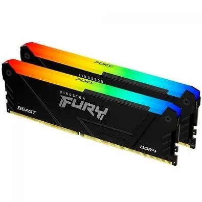 Memória RAM Kingston Fury Beast, RGB, 16GB (2x8GB), 3600MHz, DDR4, CL17, Preto - KF436C17BB2AK2/16
