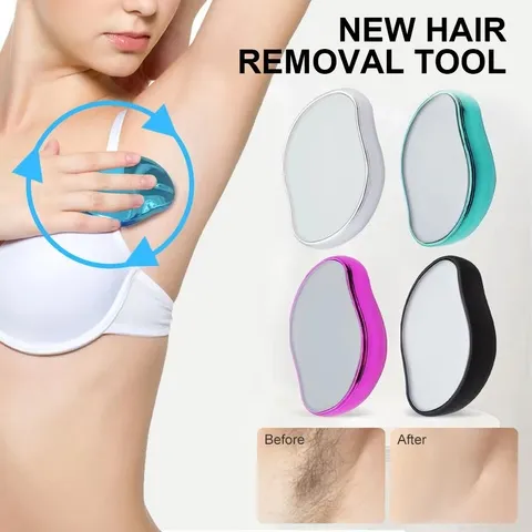 Depiladores Físicos de Remoção de Cabelo de Cristal, Borracha Segura, Limpeza Fácil, Corpo Reutilizável Suave, Ferramentas de Depilação de Beleza