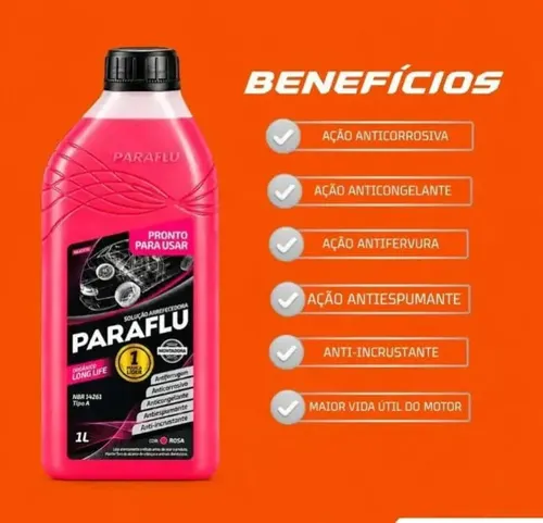 Aditivo Radiador Orgânico Paraflu Long Life Pronto Uso 1L