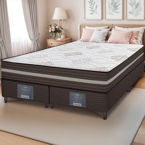 Cama Box Colchão + Box Spring Zen com Molas Ensacadas Cama inBox