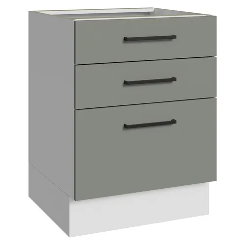 Balcão de Cozinha 60 cm 3 Gavetas (Sem Tampo) Branco/Cinza Agata Madesa