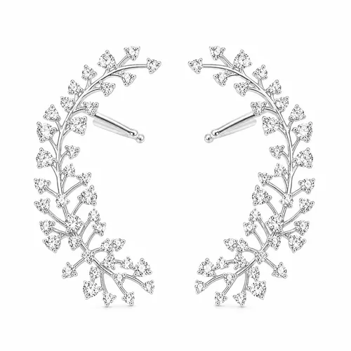 Brinco Ear Cuff Cravejado com Zircônias 4 cm em Prata 925