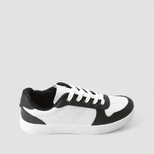 Tênis Penélope Casual Feminino Recortes Preto & Branco