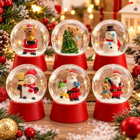 Enfeite de Natal Globo de Neve Vidro 8cm Decoração Natalina