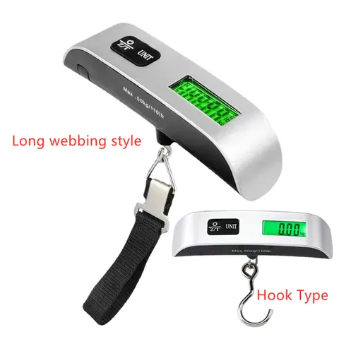 Balança Digital Portátil com Display LCD 110lb/50kg, Balança Eletrônica para Bagagem, Ferramenta de Pesagem para Viagens e Pesca