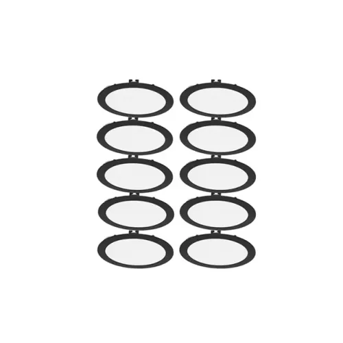 Kit 10 Plafons LED Embutir Redondo 18W Preto Ø22,5cm
