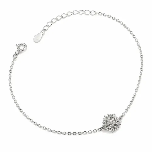 Pulseira Prata Elos Flor com Zircônias